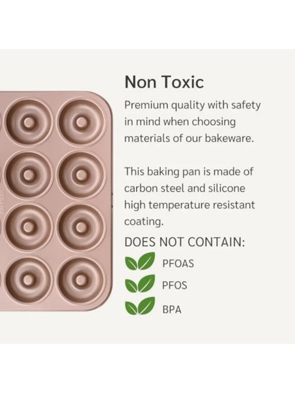 Nonstick 12-Cavity Donut Pan, PFOA & BPA Free, Perfect for Baking Delicious
